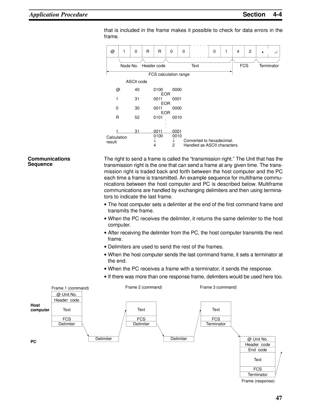 Omron CQM1H-SCB41 operation manual Communications Sequence, Computer 