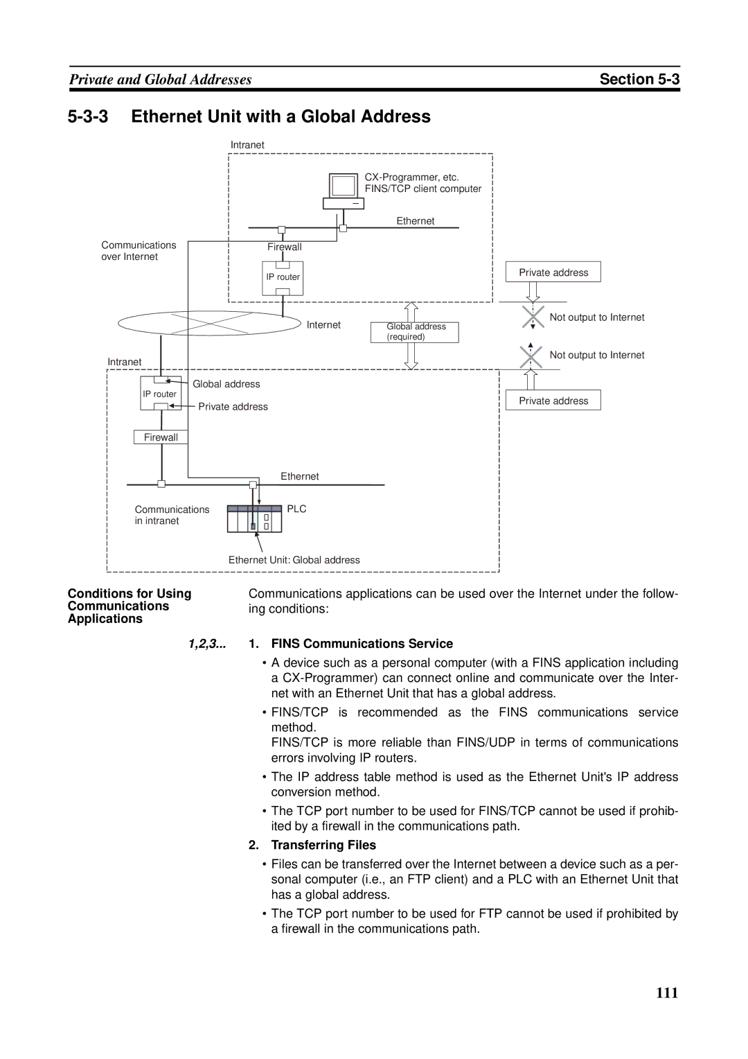 Omron CS1W-ETN21 operation manual Ethernet Unit with a Global Address 