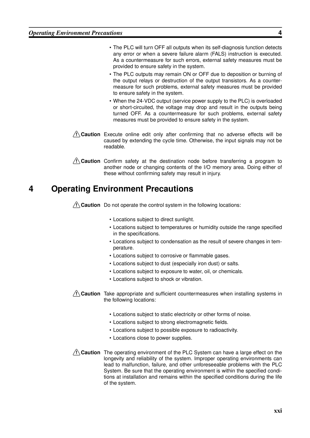 Omron CJ1W-CLK21-V1, CVM1-CLK21, CS1W-RPT01, C200HW-CLK21, CQM1H-CLK21, CS1W-CLK21-V1 Operating Environment Precautions 