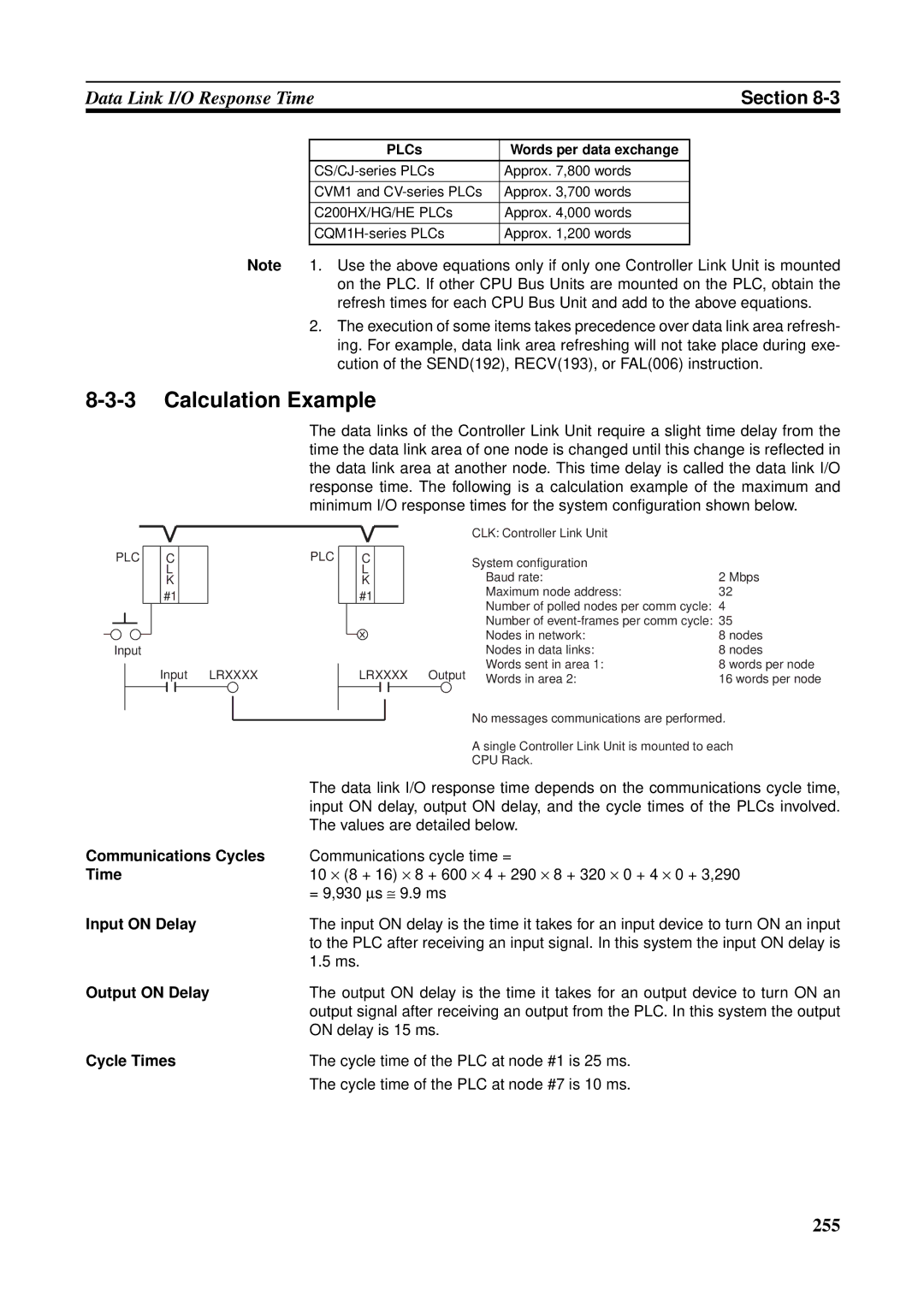 Omron CJ1W-CLK21-V1, CVM1-CLK21, CS1W-RPT01, C200HW-CLK21, CQM1H-CLK21, CS1W-CLK21-V1 operation manual Calculation Example 