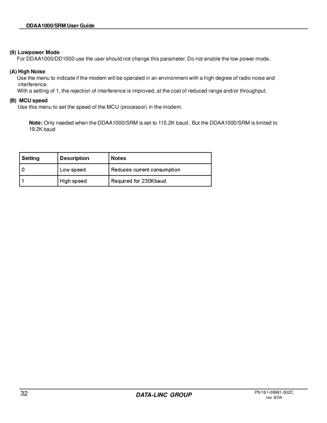 Omron manual DDAA1000/SRM User Guide Lowpower Mode, High Noise, MCU speed 