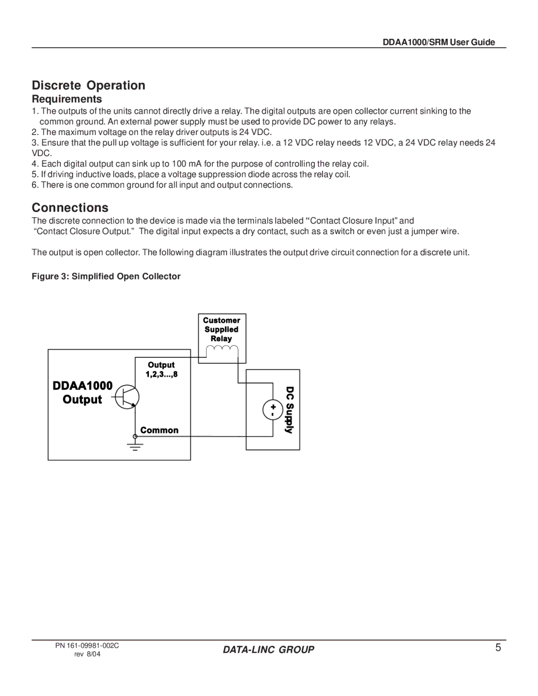 Omron DDAA1000/SRM manual Discrete Operation, Connections 