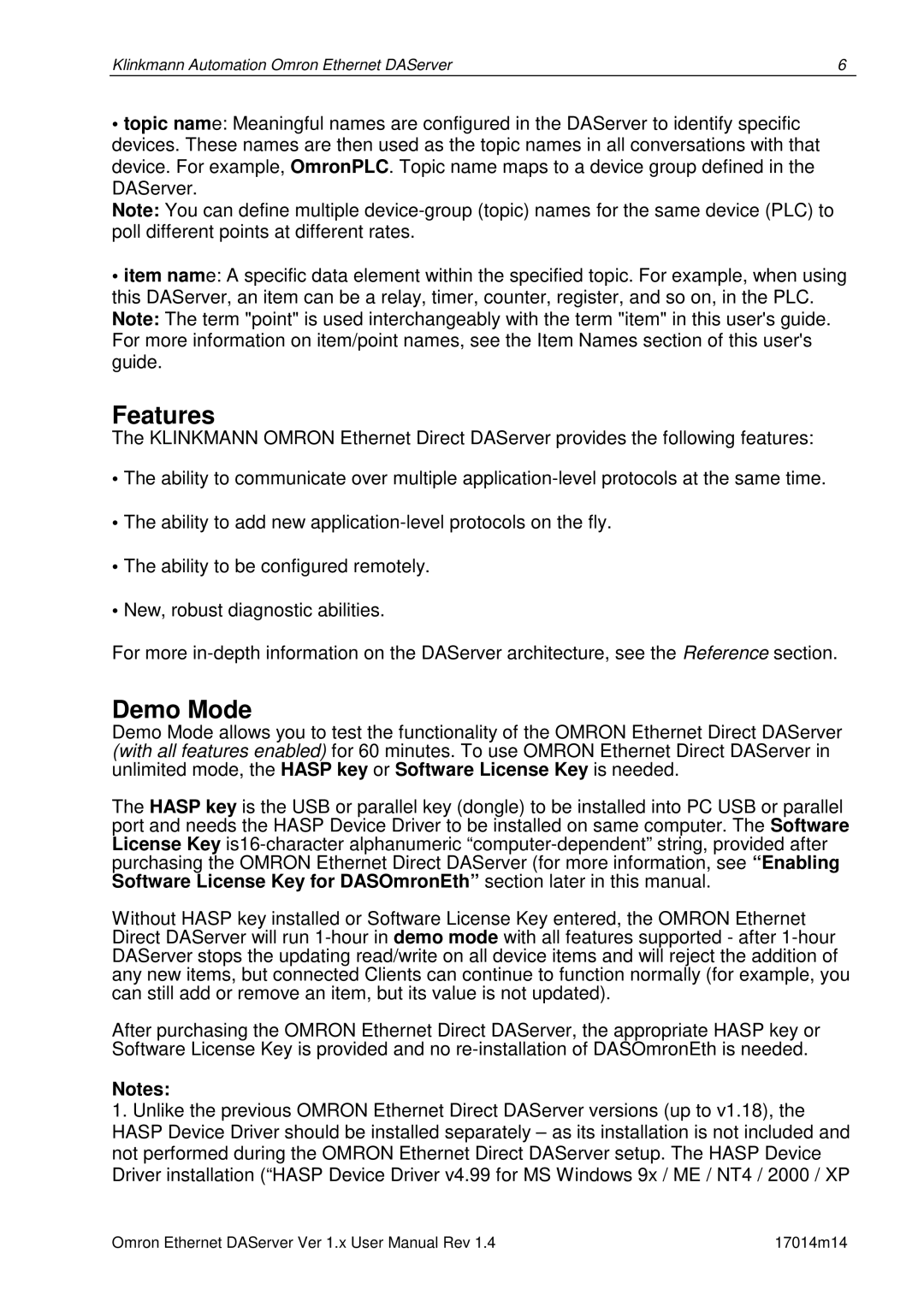 Omron DR 170 14 manual Features, Demo Mode 