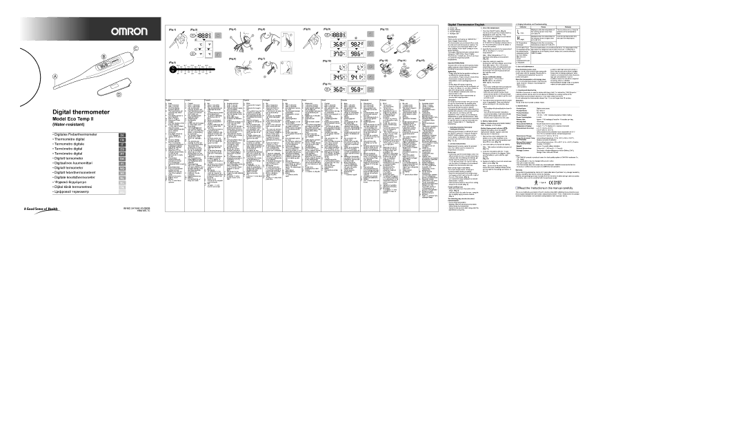 Omron ECO TEMP II instruction manual Digital thermometer 