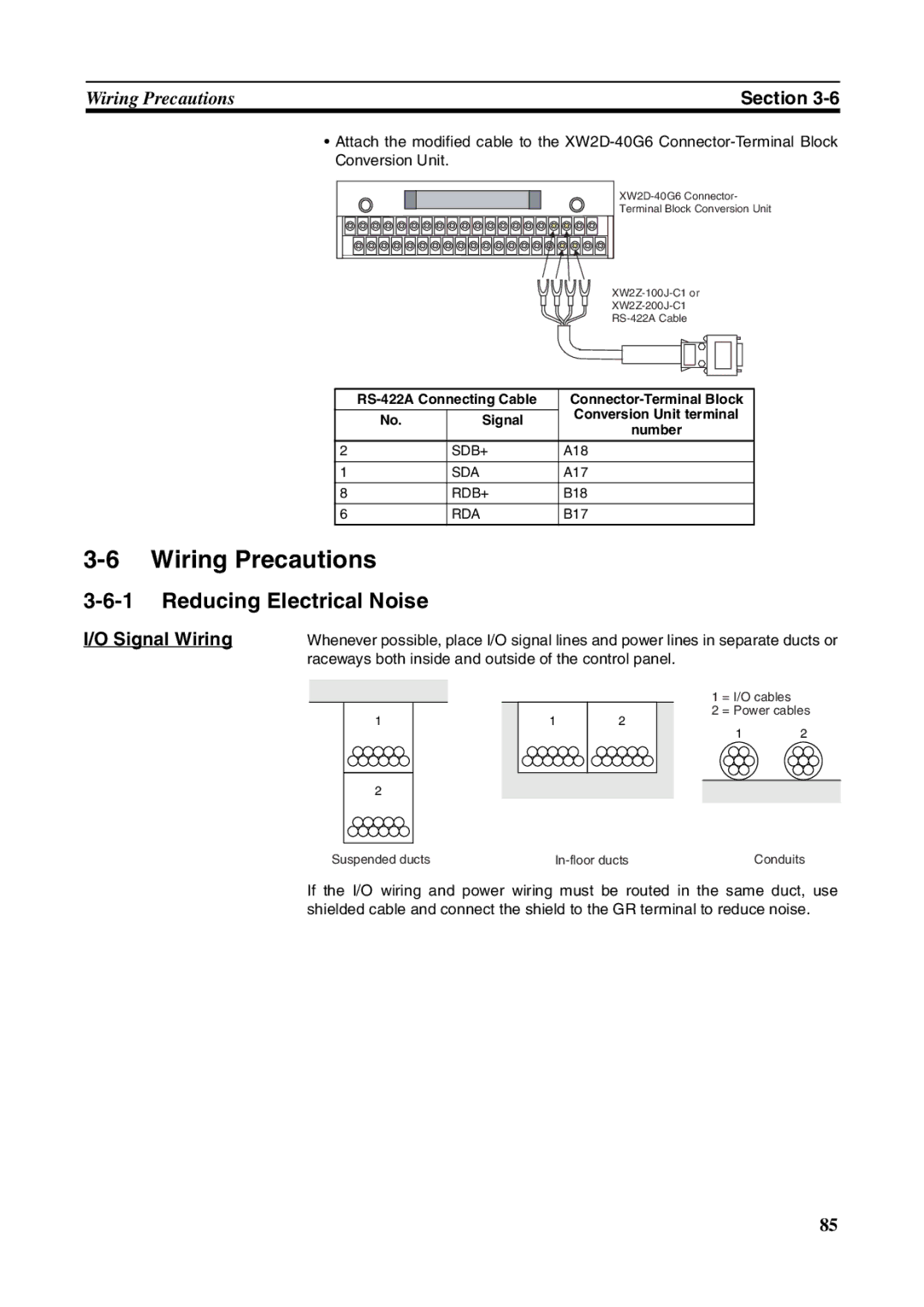 Omron FQM1-CM001, FQM1-MMA21, FQM1-MMP21 operation manual Wiring Precautions, Reducing Electrical Noise, Signal Wiring 