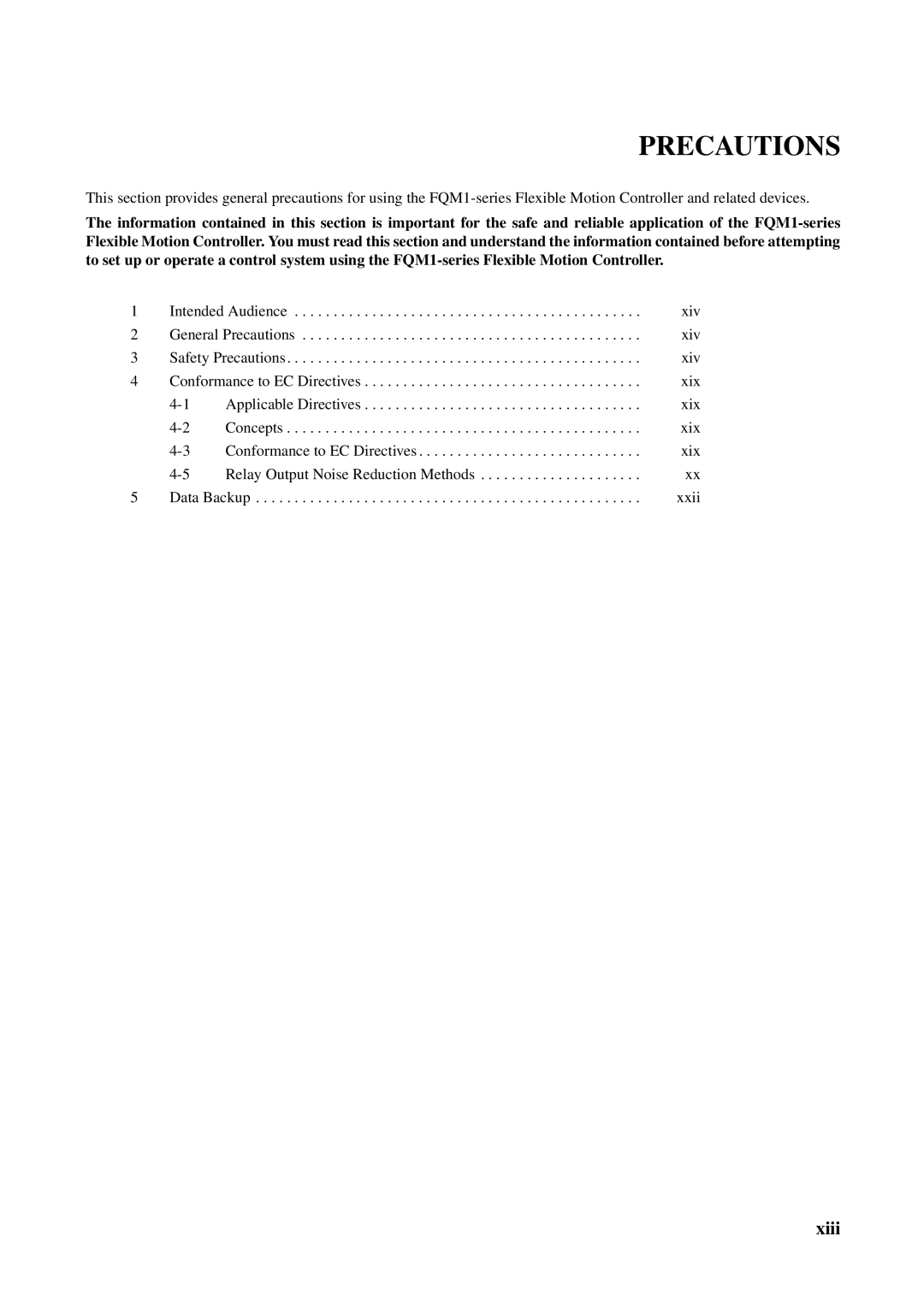 Omron FQM1-CM001, FQM1-MMA21, FQM1-MMP21 operation manual Precautions 