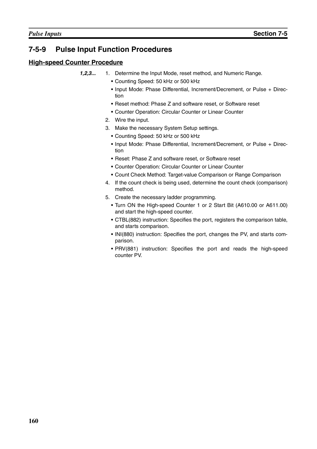 Omron FQM1-CM001, FQM1-MMA21, FQM1-MMP21 operation manual Pulse Input Function Procedures, High-speed Counter Procedure 