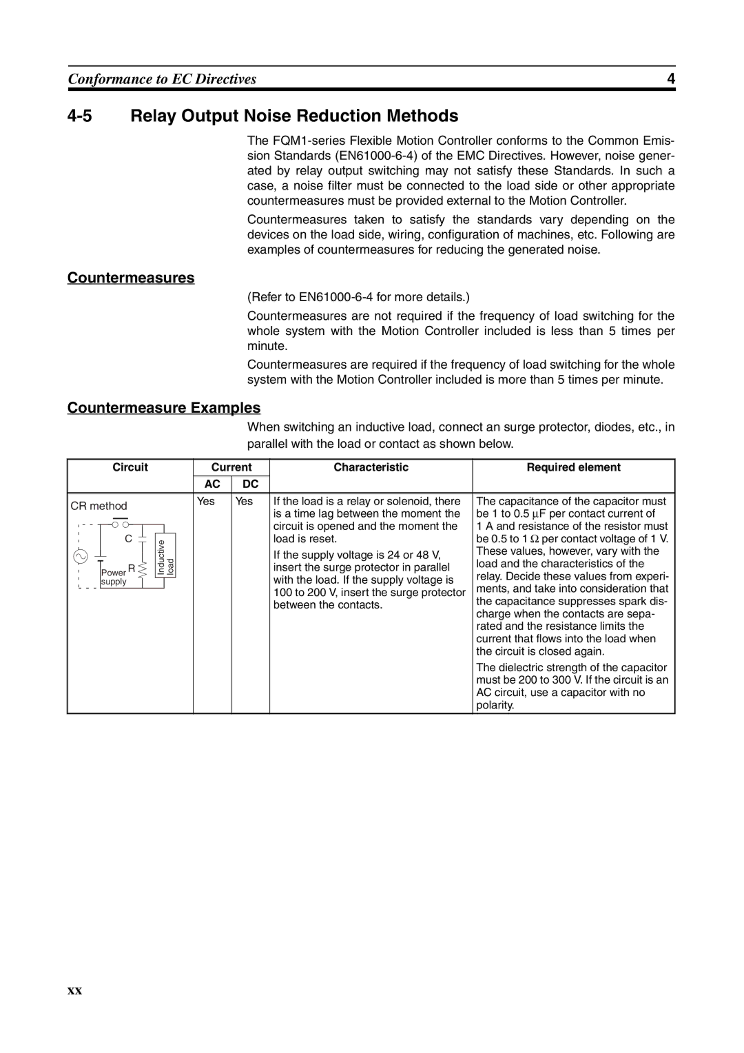 Omron FQM1-MMA21, FQM1-CM001 Relay Output Noise Reduction Methods, Countermeasures, Countermeasure Examples, Circuit 