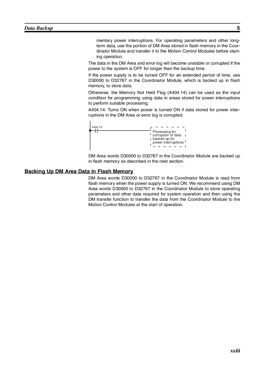 Omron FQM1-MMA21, FQM1-CM001, FQM1-MMP21 operation manual Backing Up DM Area Data in Flash Memory 