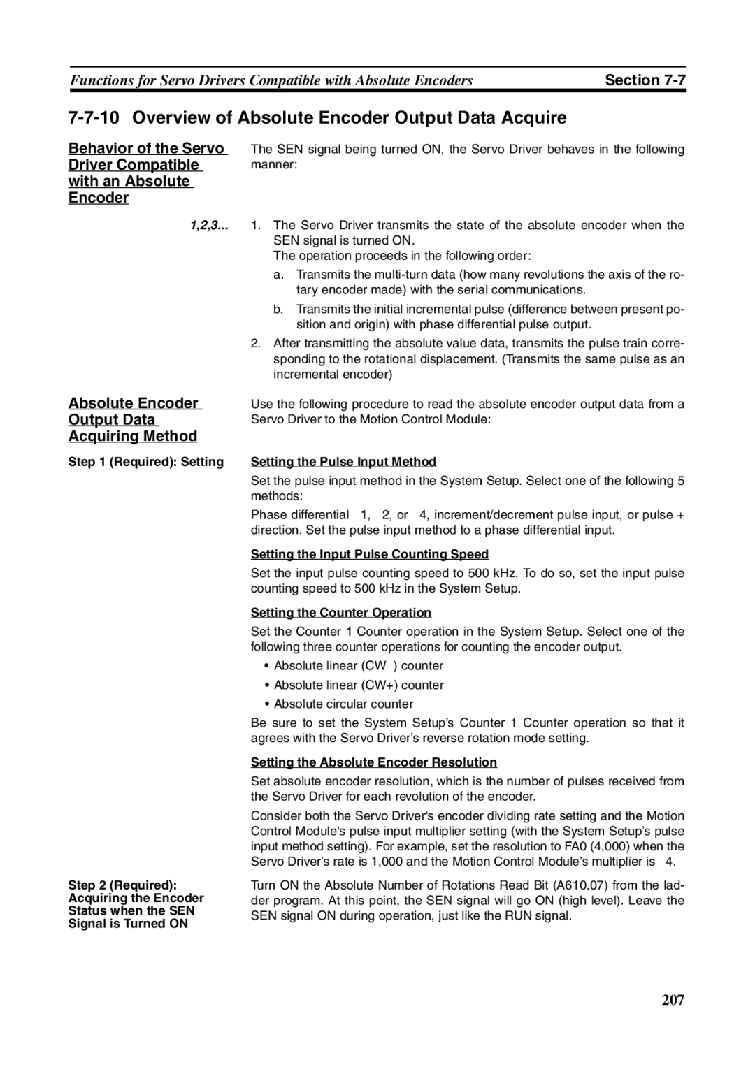 Omron FQM1-MMP21, FQM1-CM001, FQM1-MMA21 operation manual Overview of Absolute Encoder Output Data Acquire, Acquiring Method 