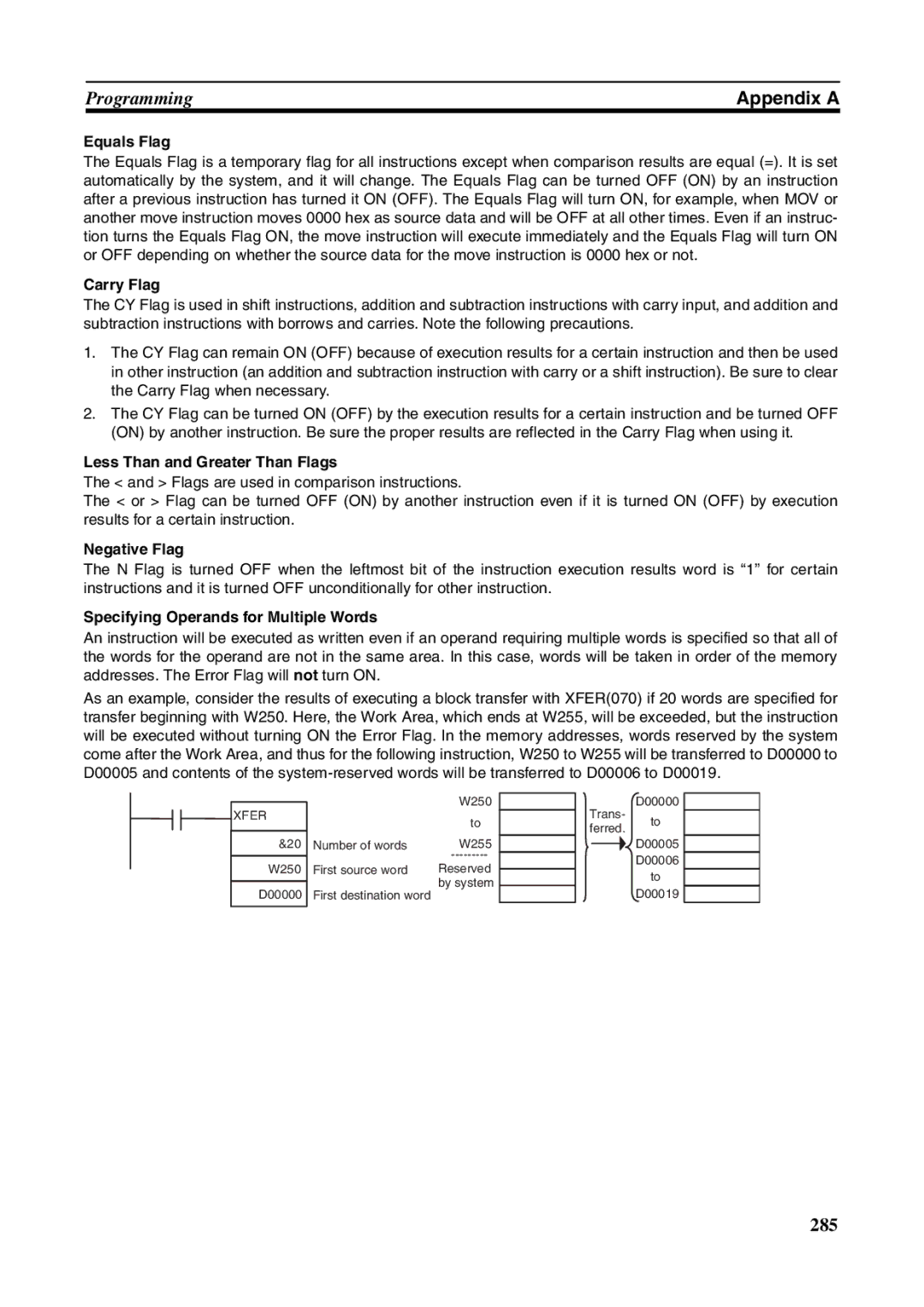 Omron FQM1-MMP21, FQM1-CM001, FQM1-MMA21 Equals Flag, Carry Flag, Less Than and Greater Than Flags, Negative Flag 