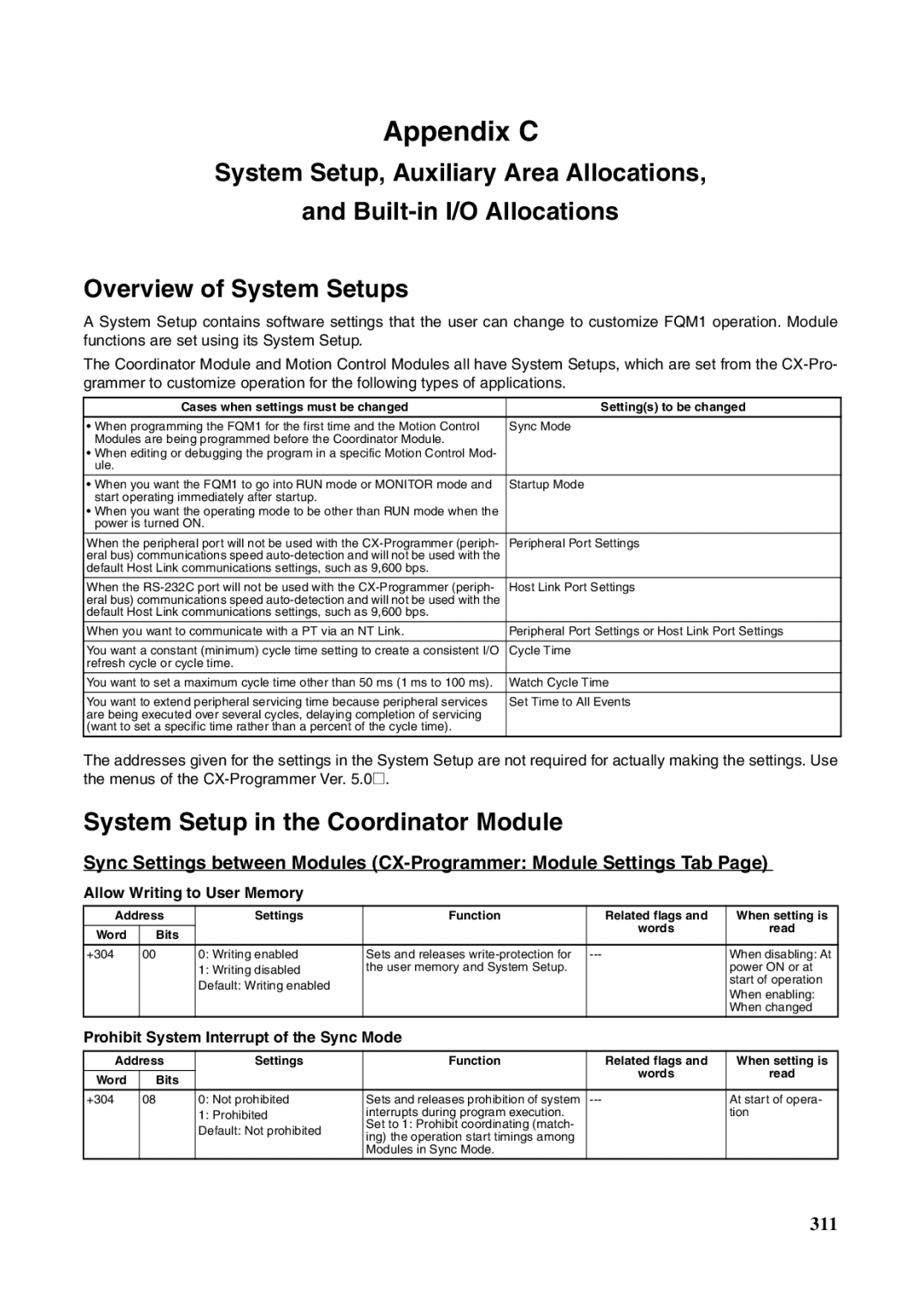 Omron FQM1-MMA21, FQM1-CM001, FQM1-MMP21 System Setup in the Coordinator Module, Allow Writing to User Memory 