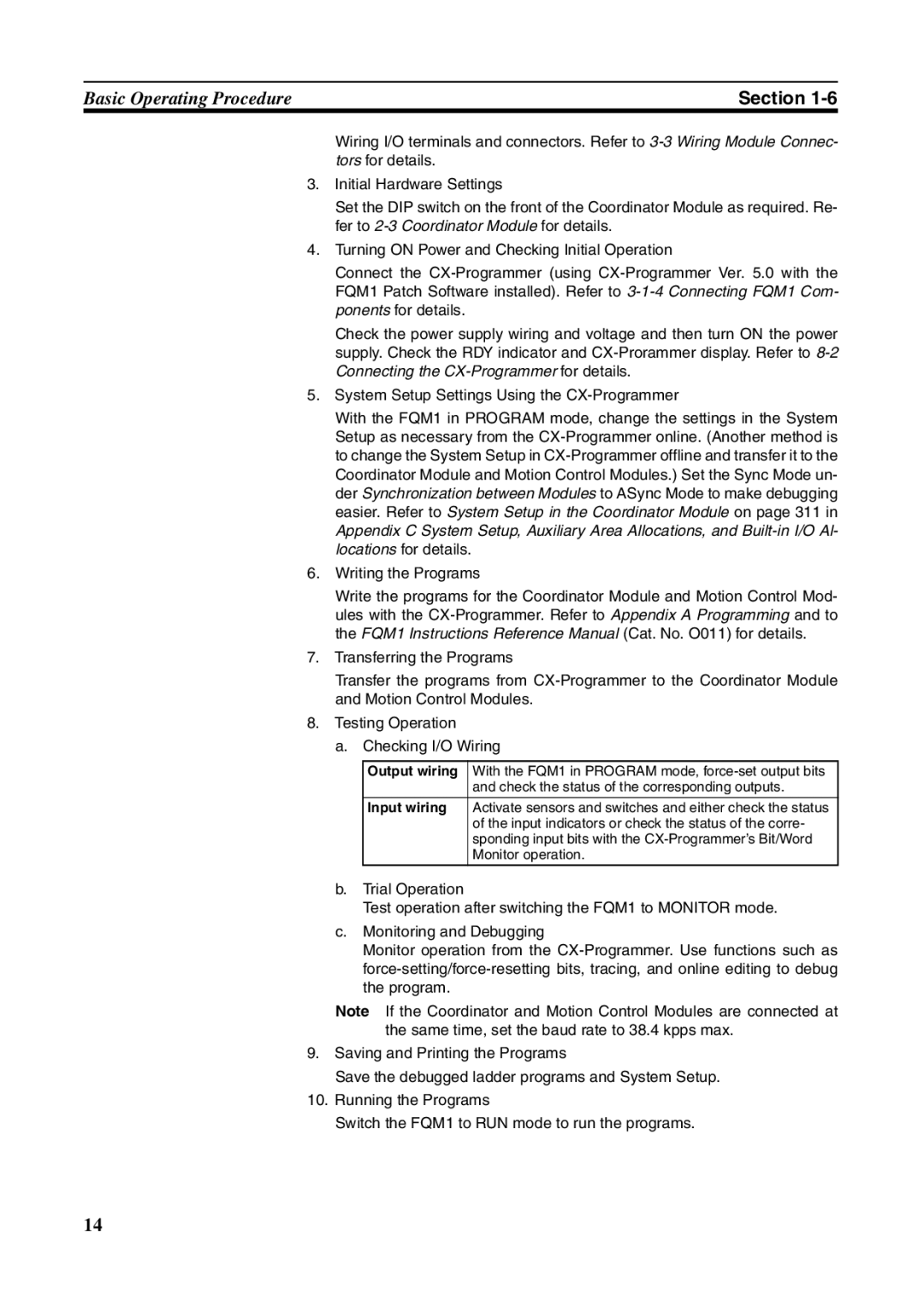 Omron FQM1-MMA21, FQM1-CM001, FQM1-MMP21 operation manual Output wiring, Input wiring 