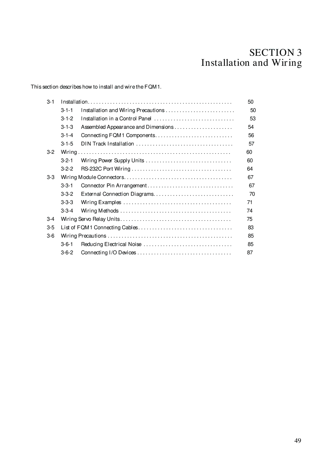 Omron FQM1-CM001, FQM1-MMA21, FQM1-MMP21 operation manual Installation and Wiring 