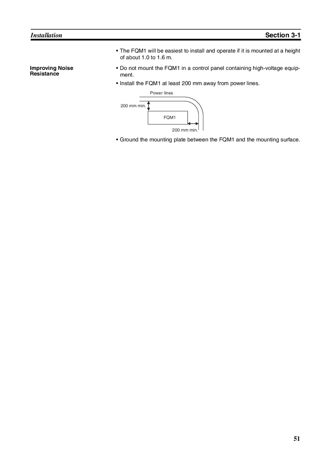 Omron FQM1-MMP21, FQM1-CM001, FQM1-MMA21 operation manual Improving Noise Resistance 