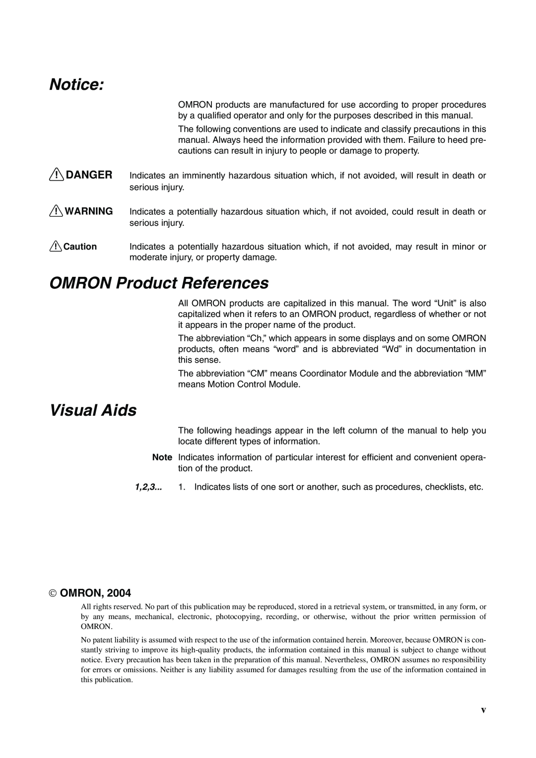 Omron FQM1-MMA21, FQM1-CM001, FQM1-MMP21 operation manual Notice, OMRON Product References, Visual Aids, Omron 