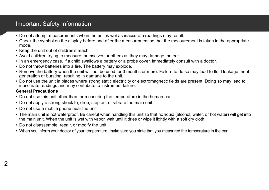 Omron Gentle Temp 520 instruction manual Important Safety Information, General Precautions 