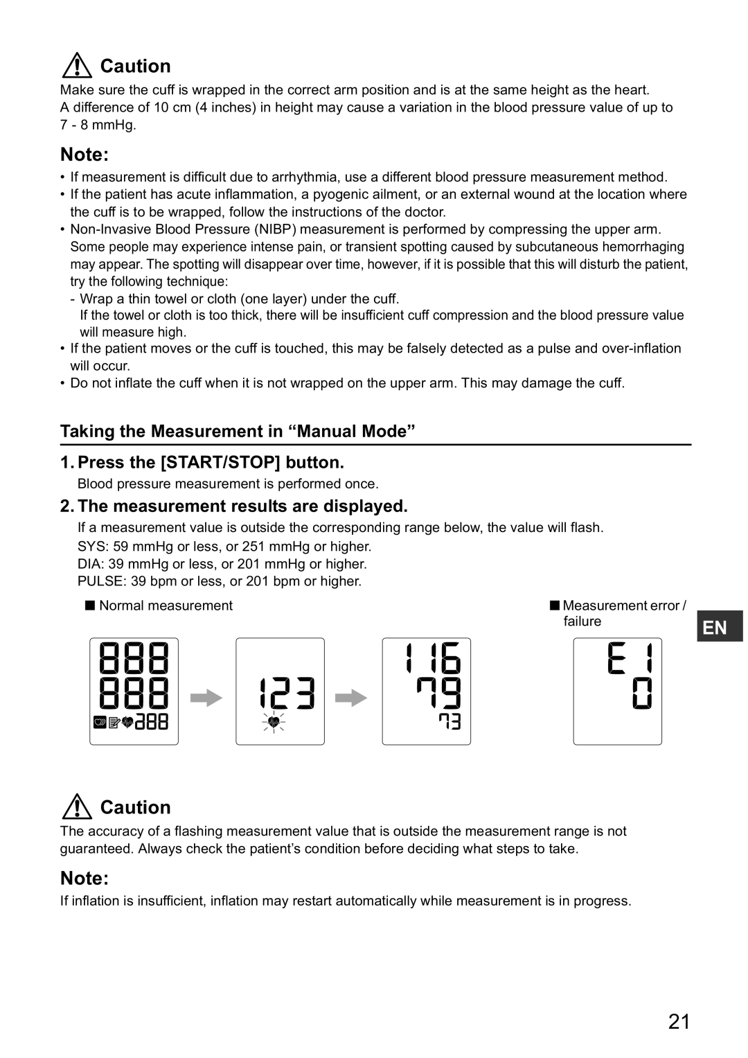 Omron HBP-1300 instruction manual Measurement results are displayed 