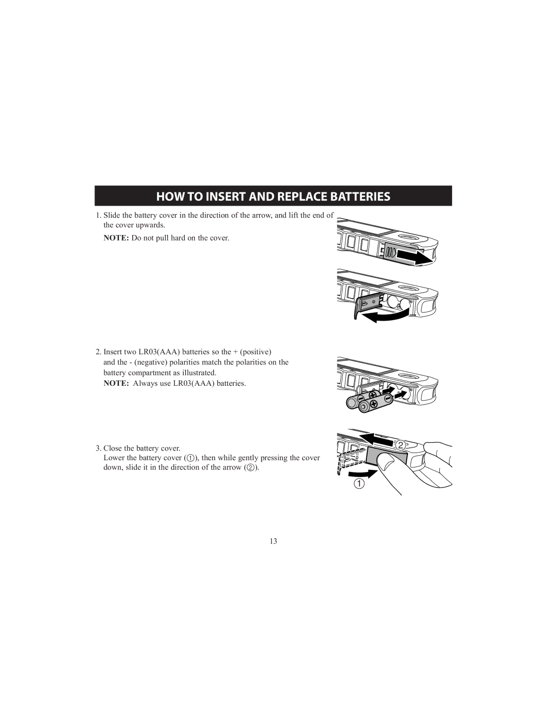 Omron HCG-801 instruction manual HOW to Insert and Replace Batteries 