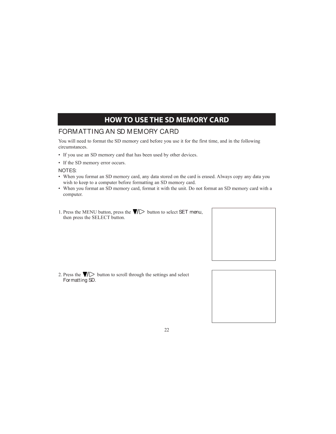 Omron HCG-801 instruction manual Formatting AN SD Memory Card 