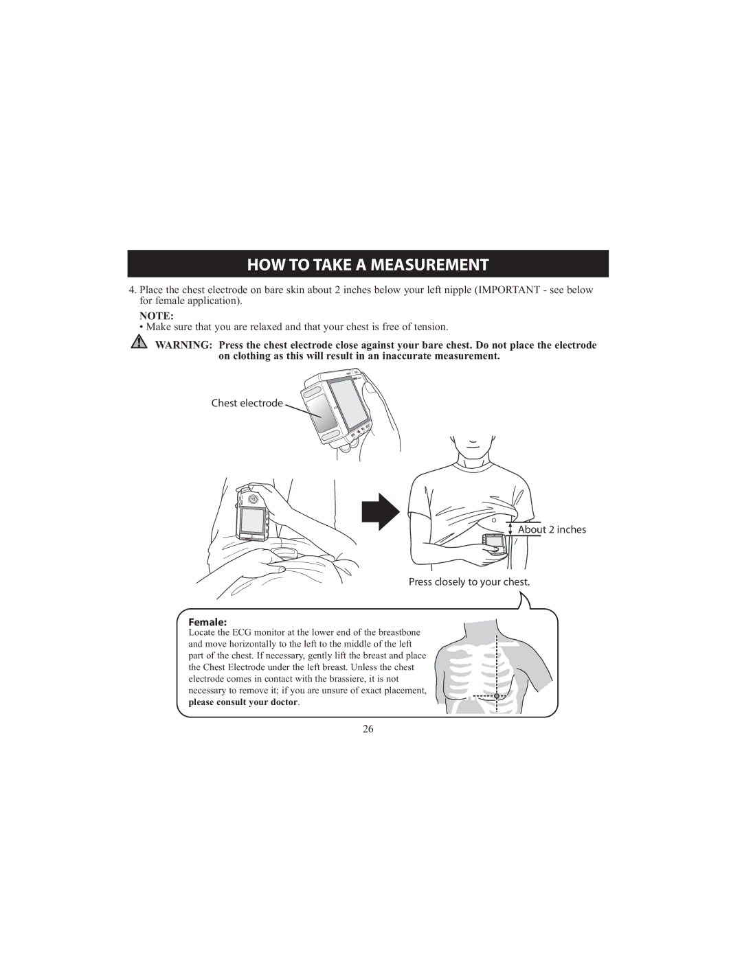 Omron HCG-801 instruction manual Female 