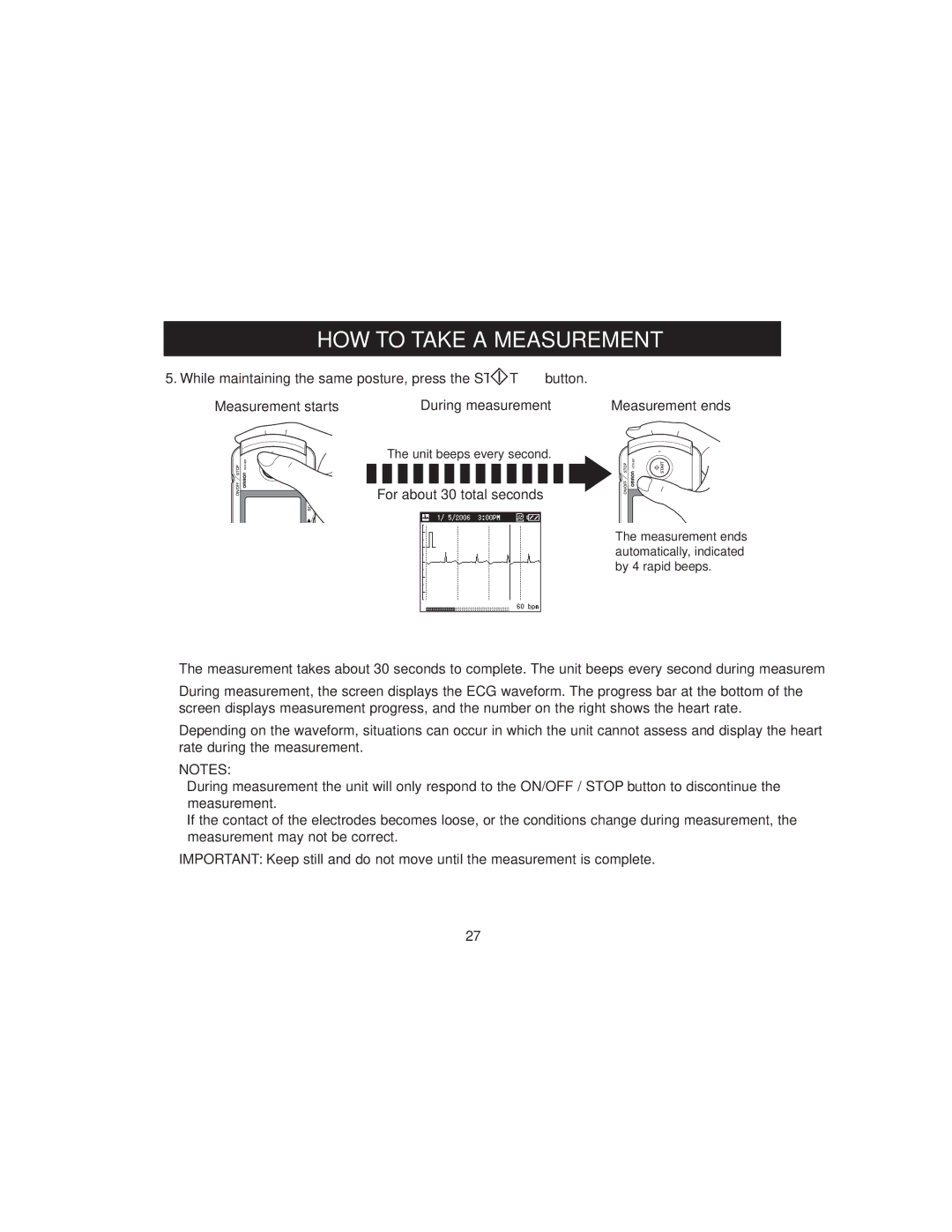 Omron HCG-801 instruction manual Measurement starts 