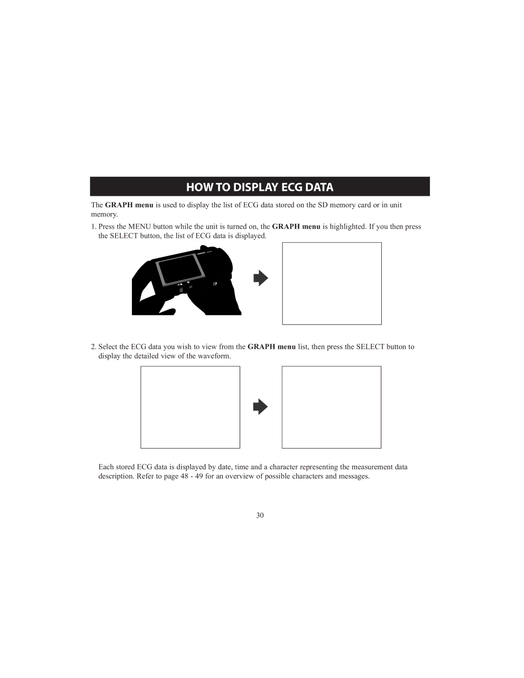 Omron HCG-801 instruction manual HOW to Display ECG Data 