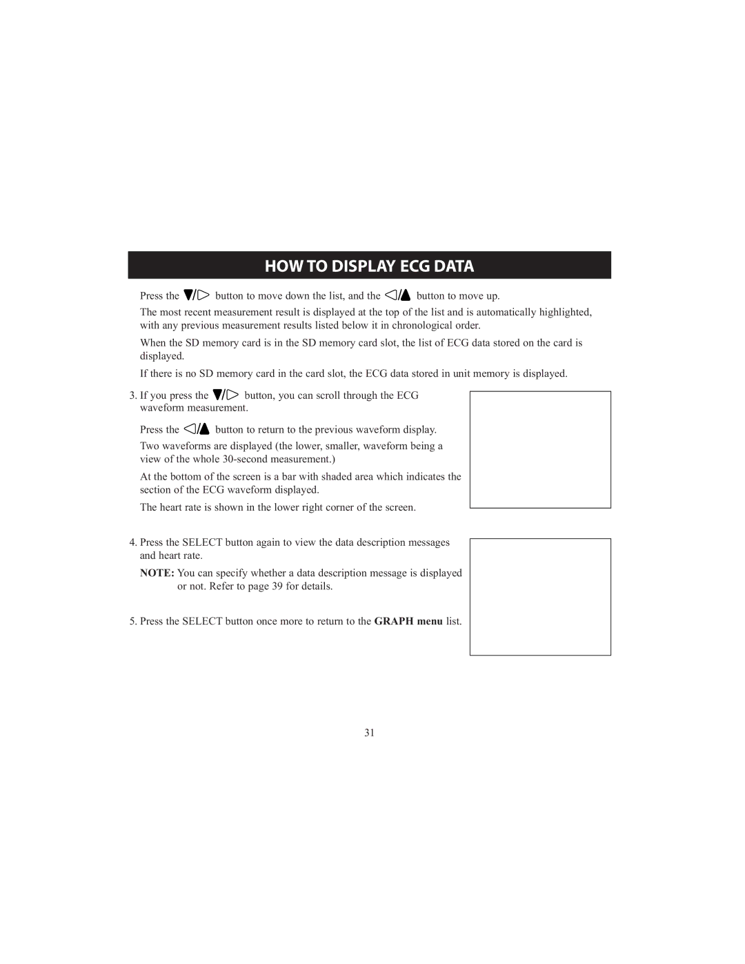 Omron HCG-801 instruction manual HOW to Display ECG Data 