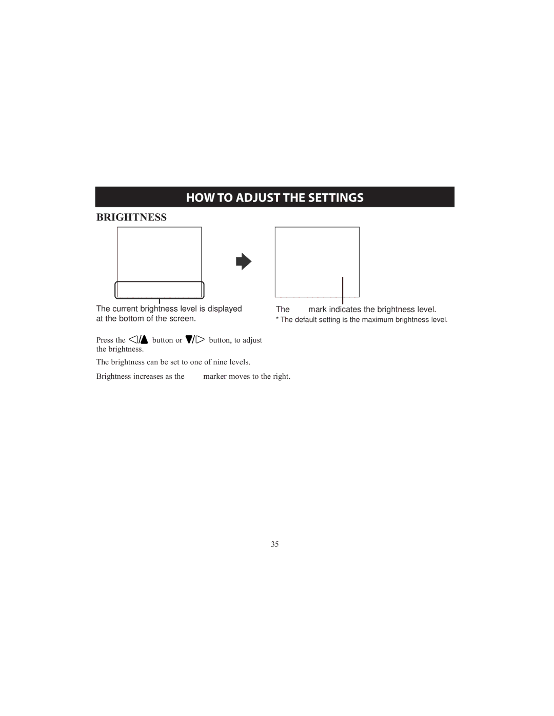 Omron HCG-801 instruction manual Brightness, At the bottom of the screen 