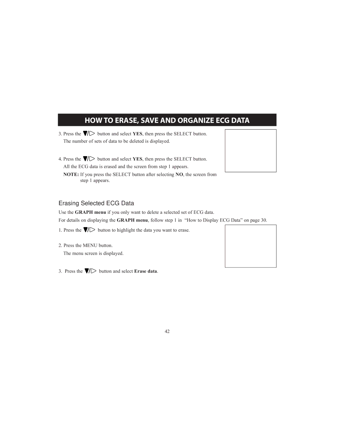 Omron HCG-801 instruction manual Erasing Selected ECG Data 