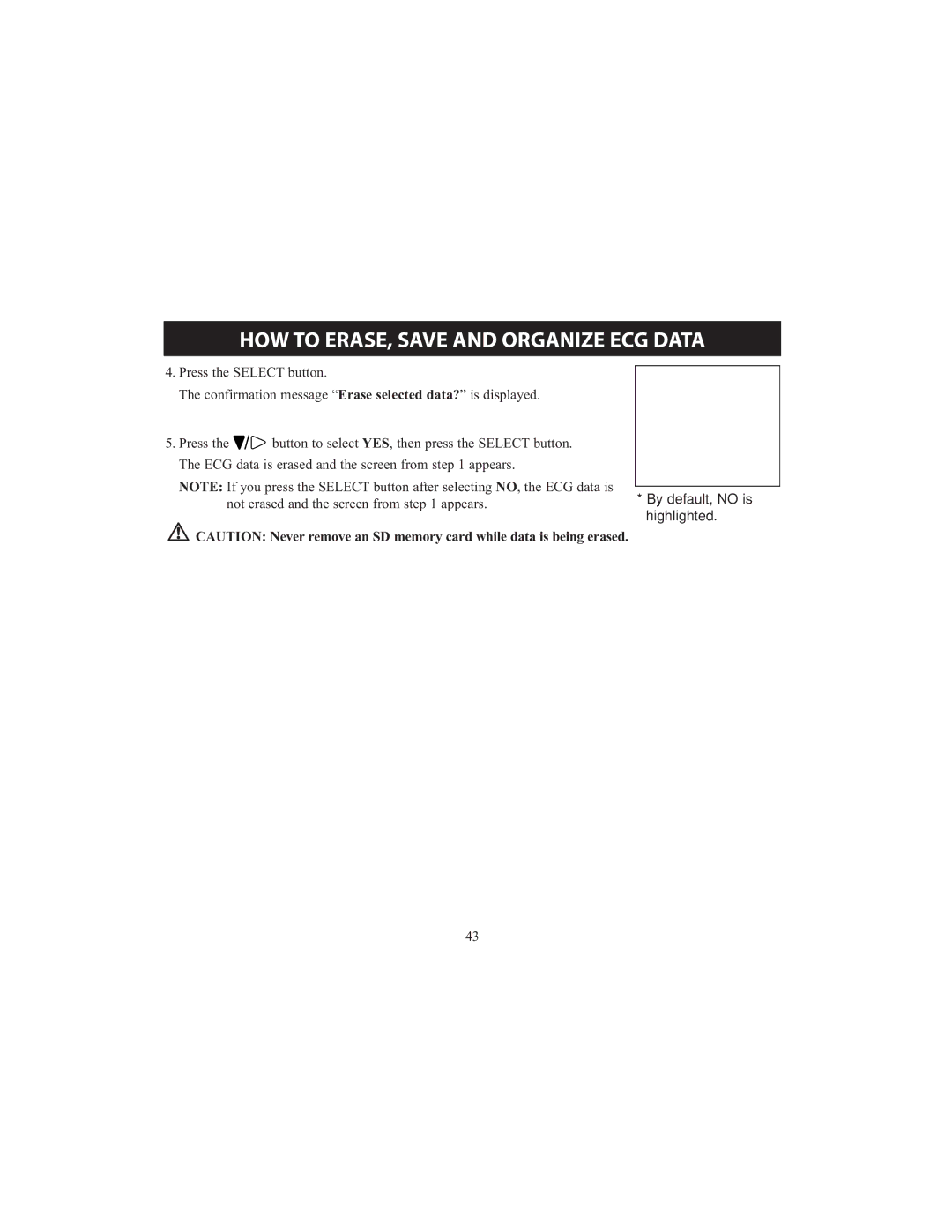 Omron HCG-801 instruction manual HOW to ERASE, Save and Organize ECG Data 