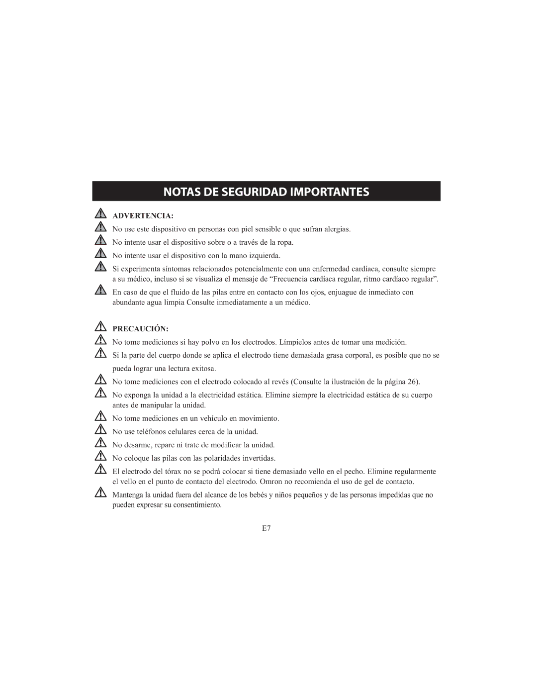 Omron HCG-801 instruction manual Precaución 