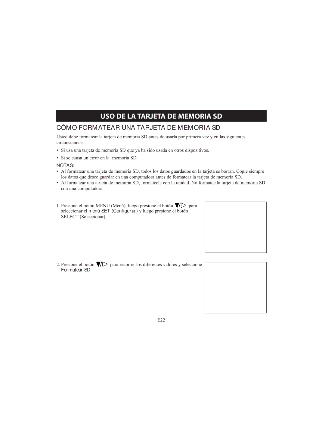 Omron HCG-801 instruction manual Cómo Formatear UNA Tarjeta DE Memoria SD 