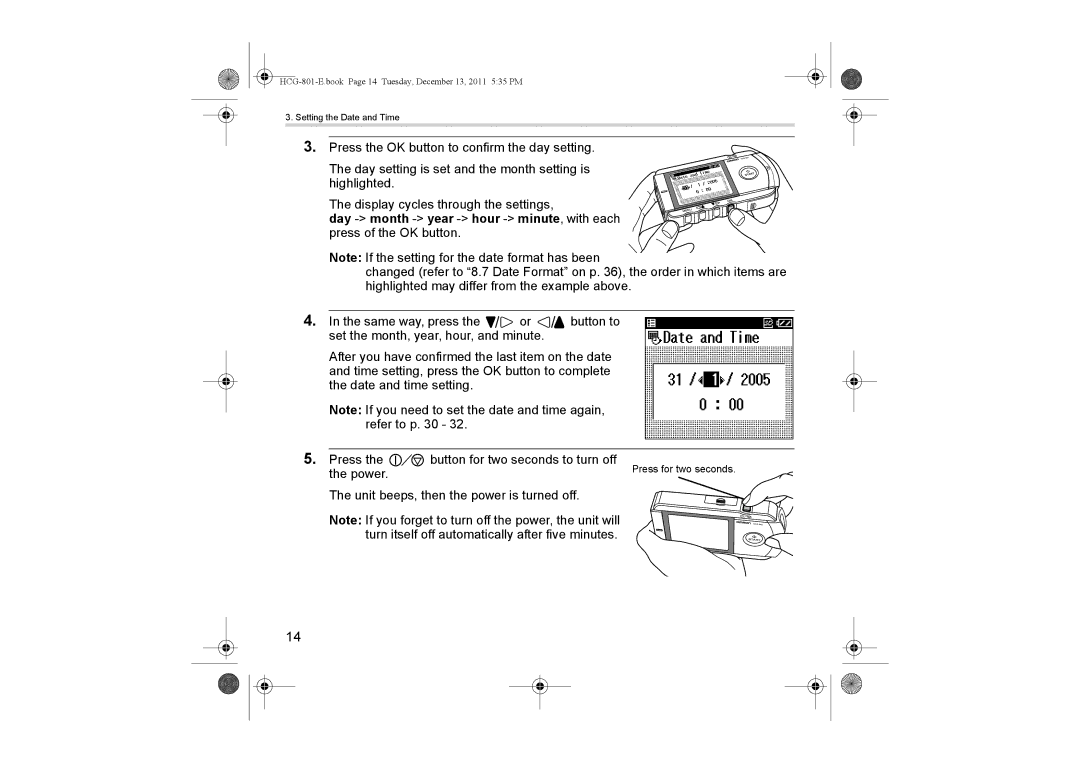 Omron HCG-801 instruction manual Unit beeps, then the power is turned off 