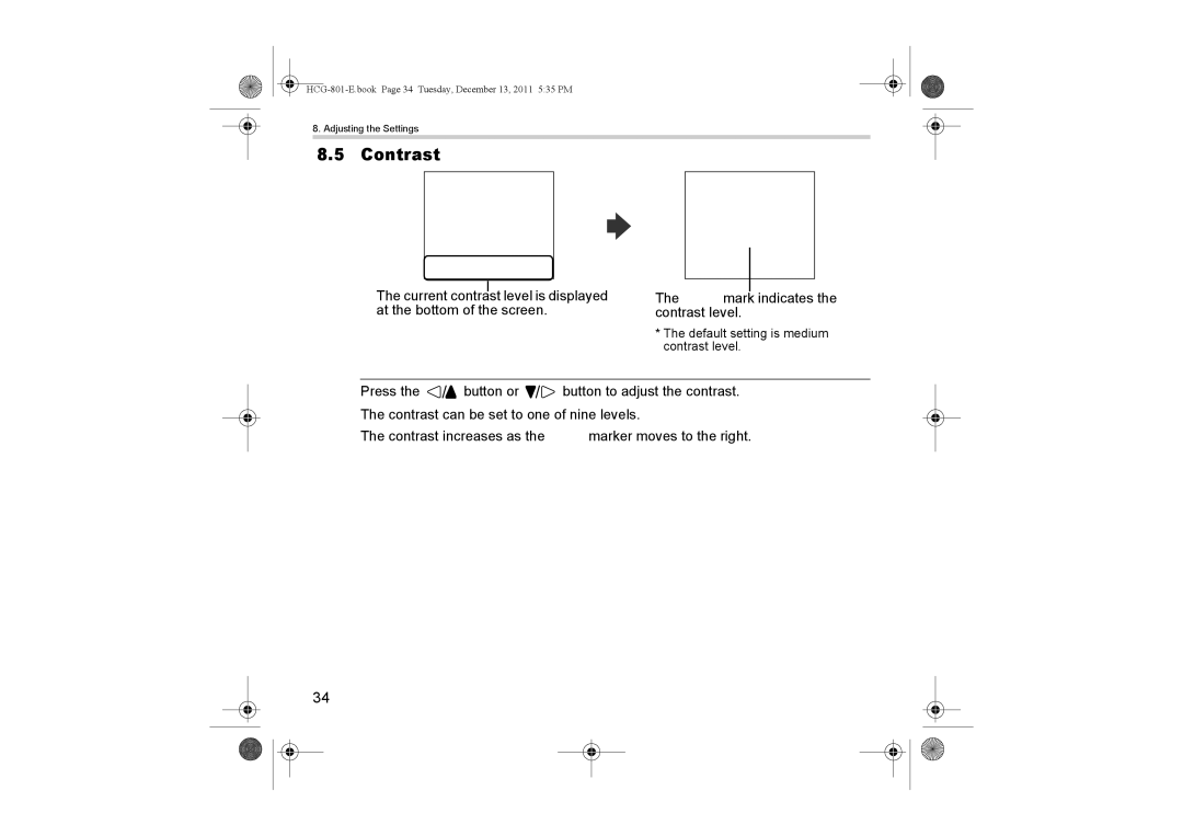 Omron HCG-801 instruction manual Contrast 