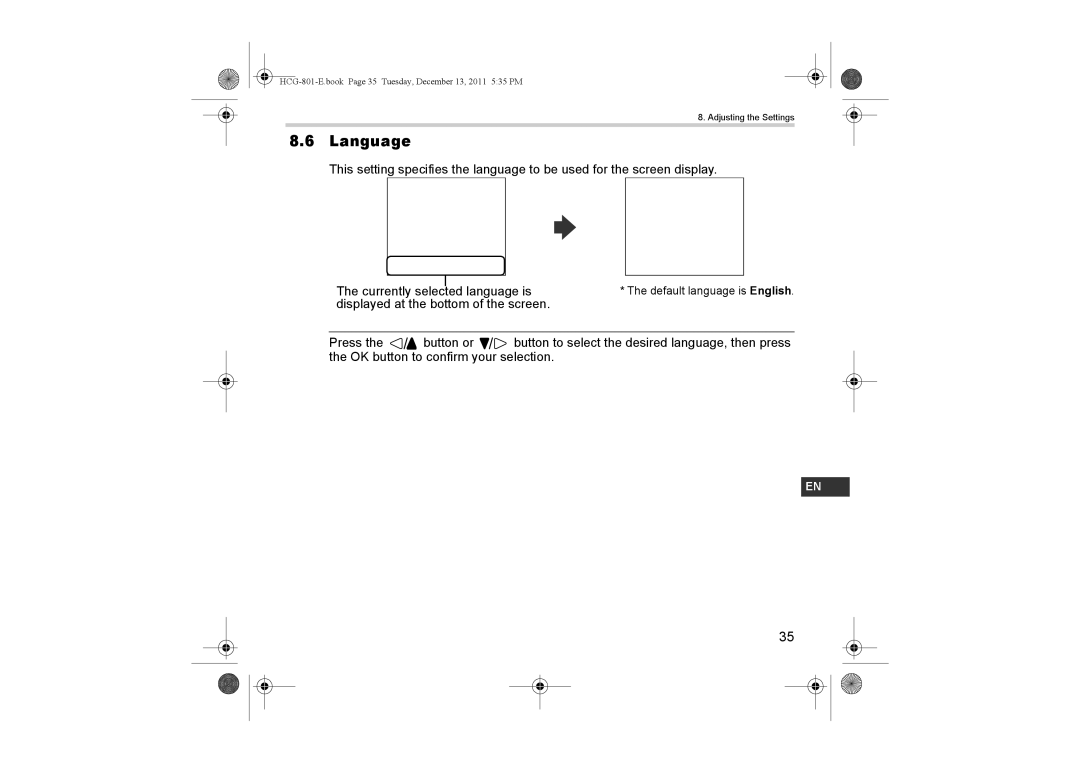 Omron HCG-801 instruction manual Language 