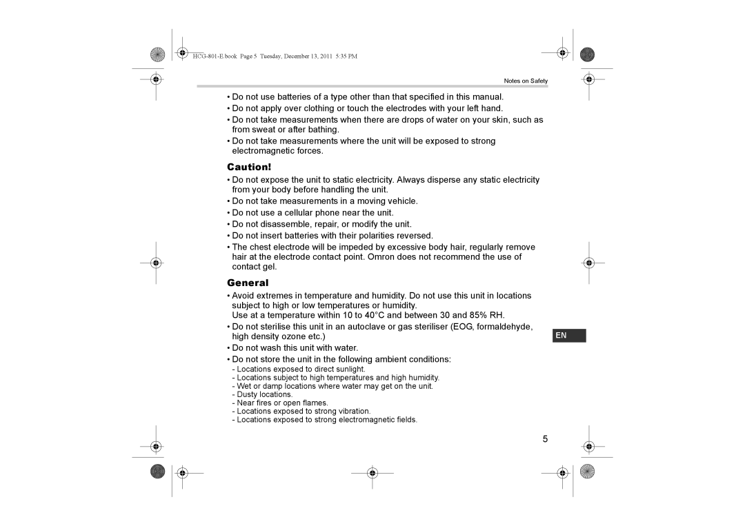 Omron HCG-801 instruction manual General 