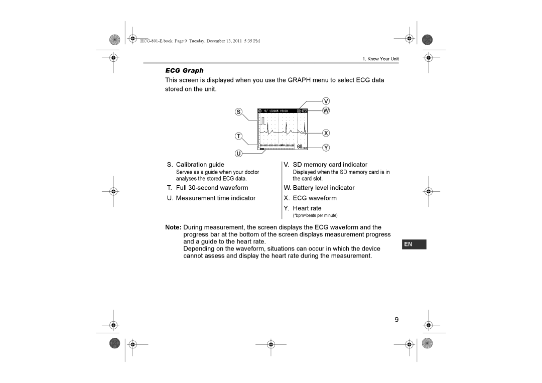 Omron HCG-801 instruction manual ECG Graph 