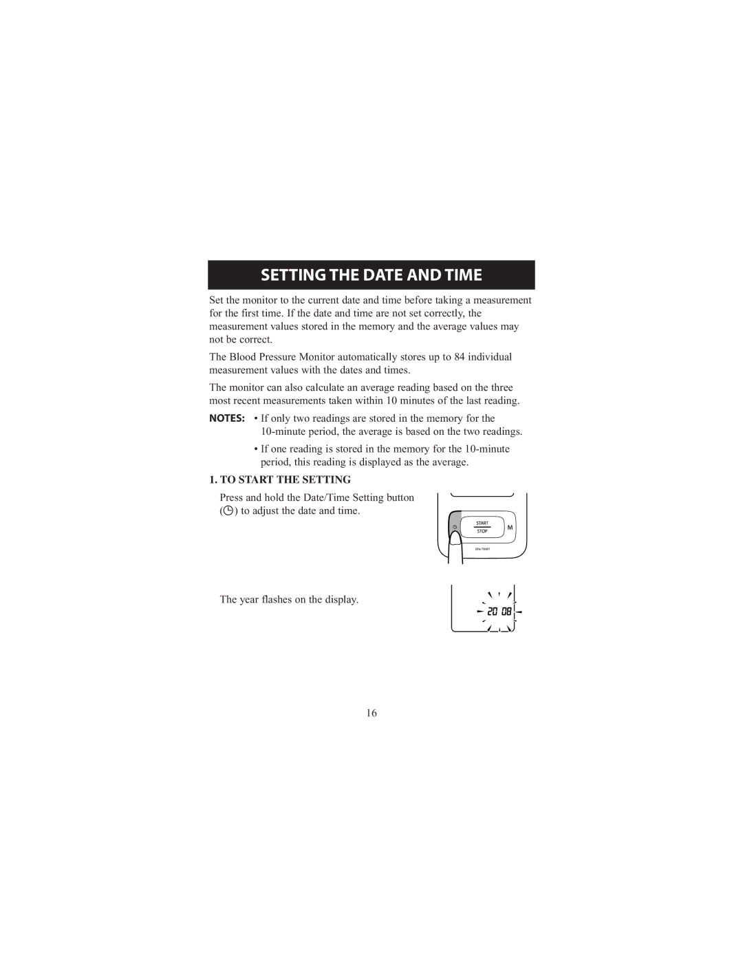 Omron Healthcare 7300IT instruction manual Setting the Date and Time, To Start the Setting 