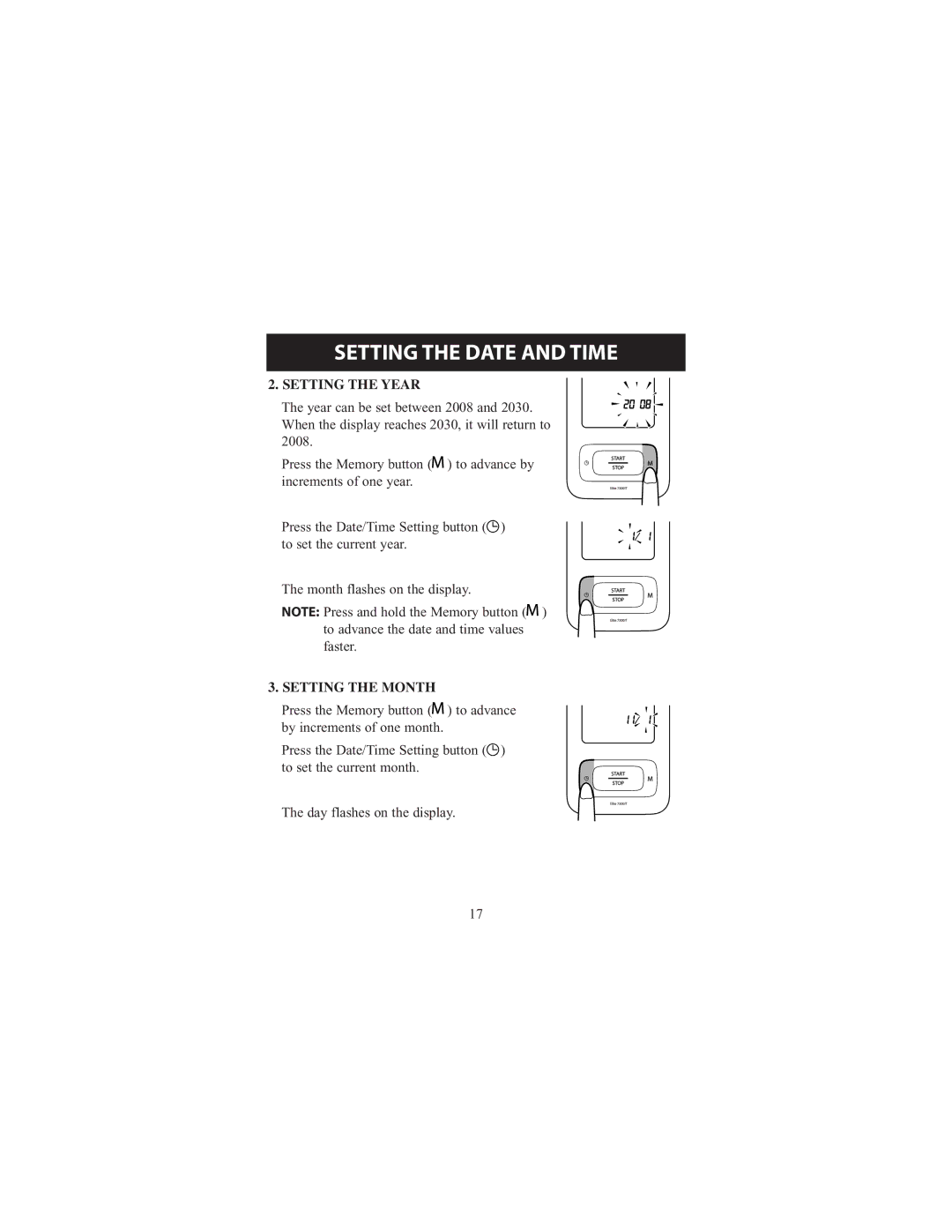 Omron Healthcare 7300IT instruction manual Setting the Year, Setting the Month 