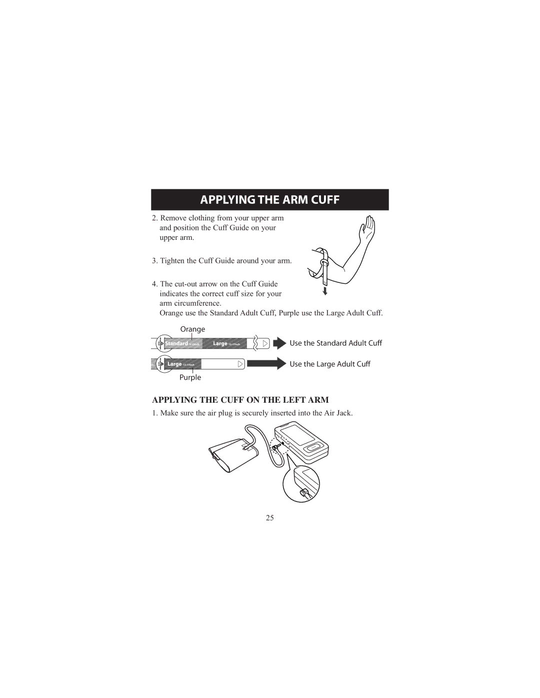 Omron Healthcare 7300IT instruction manual Applying the Cuff on the Left ARM 