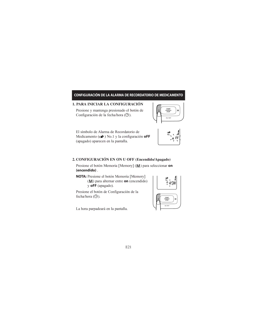 Omron Healthcare 7300IT instruction manual Configuración EN on U OFF Encendido/Apagado 