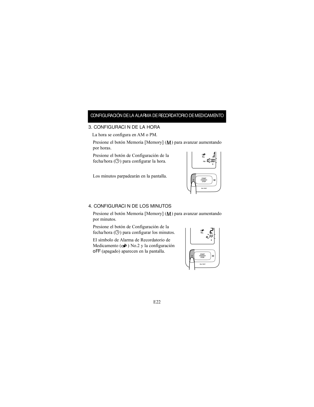 Omron Healthcare 7300IT instruction manual Configuración DE LA Hora 