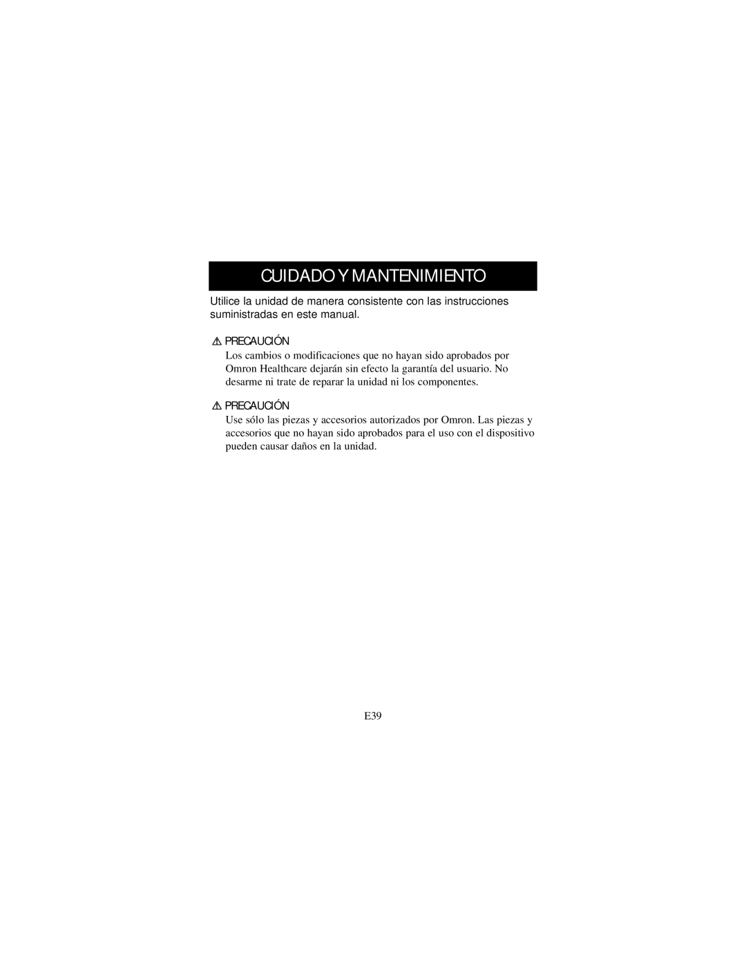 Omron Healthcare 7300IT instruction manual Cuidado Y Mantenimiento 