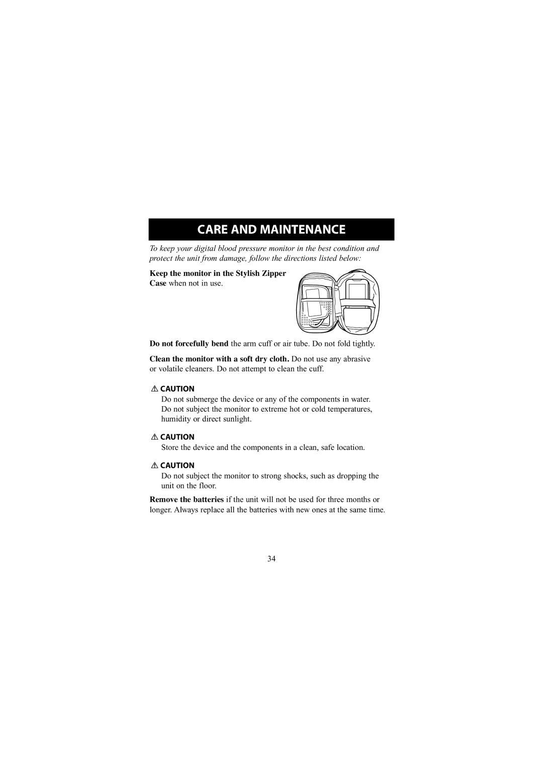 Omron Healthcare 7300W instruction manual Care and Maintenance 