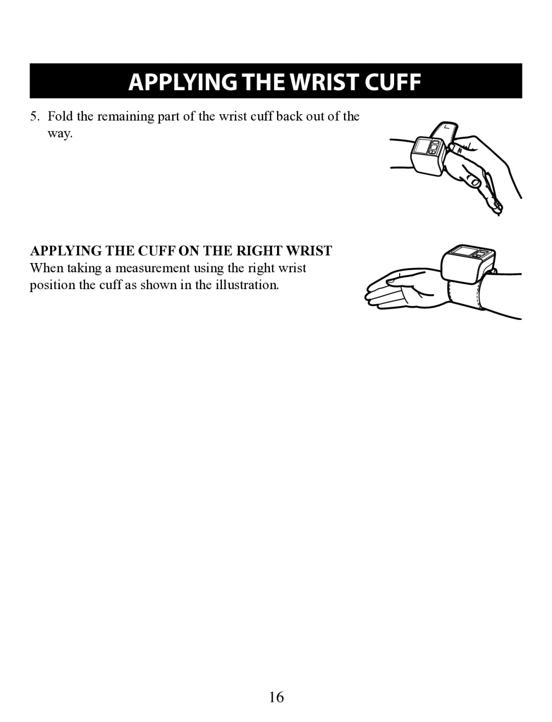 Omron Healthcare BP629 instruction manual Applying the Wrist Cuff 