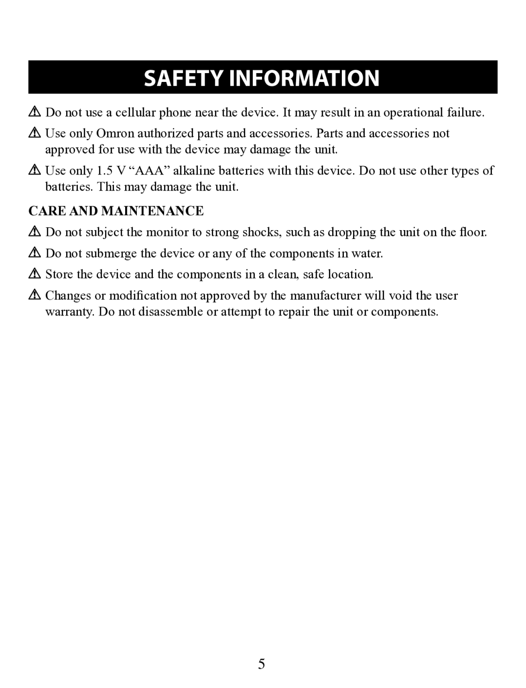 Omron Healthcare BP629 instruction manual Care and Maintenance 