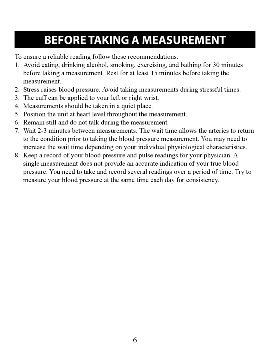 Omron Healthcare BP652 instruction manual Before Taking a Measurement 