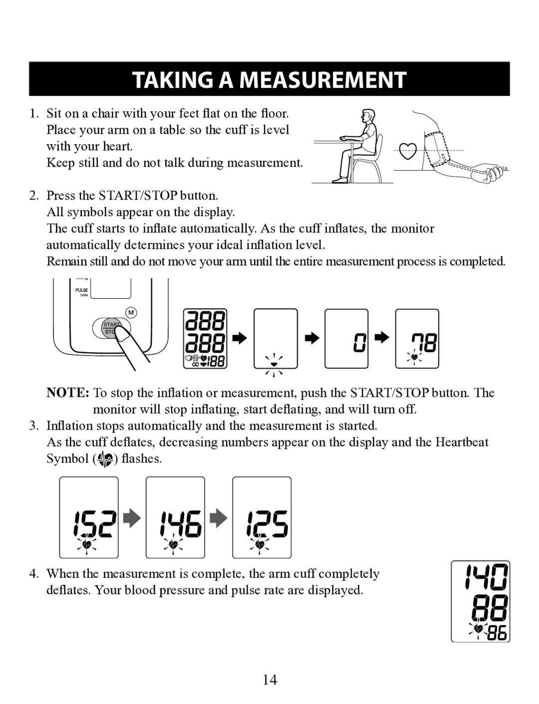 Omron Healthcare BP710 instruction manual Taking a Measurement 