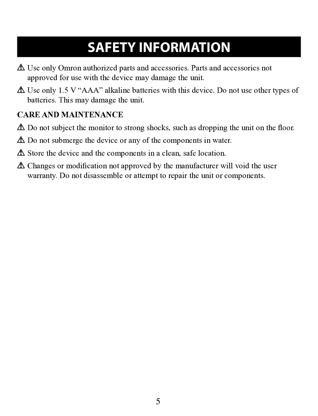 Omron Healthcare BP710 instruction manual Care and Maintenance 